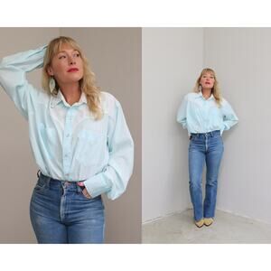 1970's Vintage Blues Pearl Snap Square Dance Shirt ~ Men's XL Women's XL XXL